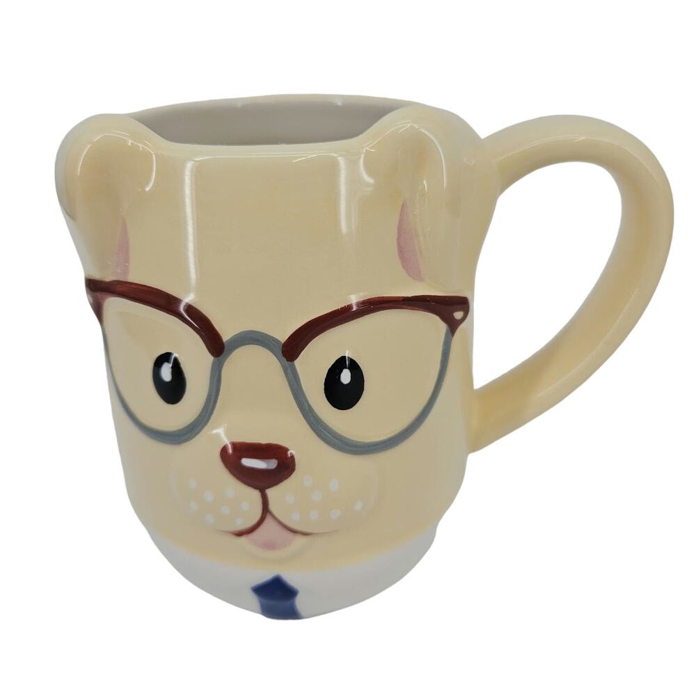 Puppy Dog Coffee Mug Glasses Necktie Novelty Office Animal Pet Lover Tag‎